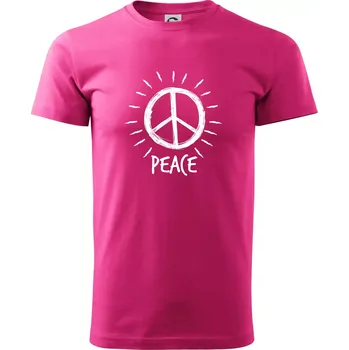 Pánské tričko Peace symbol černobílý - Klasické pánské triko vyšší gramáže - L ( Purpurová )