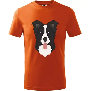 Border kolie Pixel - Tričko dětské bavlněné - 98 cm / 2 roky ( Oranžová )