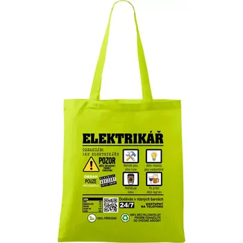 Profese - informace o produktu - elektrikář - Taška bavlněná - 42 x 38 cm ( Limetková )