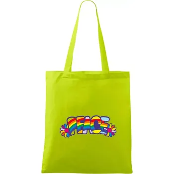 Peace nápis duhový - Taška bavlněná - 42 x 38 cm ( Limetková )