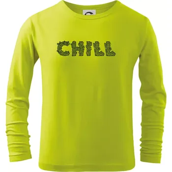 Chlapecké oblečení Konopí nápis chill - Triko dětské Long Sleeve - 158 cm/12 let ( Limetková )