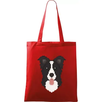 Nákupní taška Border kolie Pixel - Taška bavlněná - 42 x 38 cm ( Červená )
