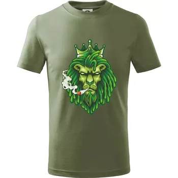 Zhulený lev zelený - Tričko dětské bavlněné - 146 cm/10 let ( Khaki )