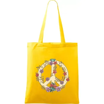 Peace symbol pískový - Taška bavlněná - 42 x 38 cm ( Žlutá )