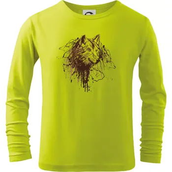 Dětská móda Vlk kaňka - Triko dětské Long Sleeve - 122 cm/6 let ( Limetková )