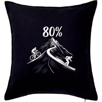 Polštář Narozeniny cyklista a lyžař 80 - Polštář 50x50 - 50x50 - Pouze potah ( Černá )