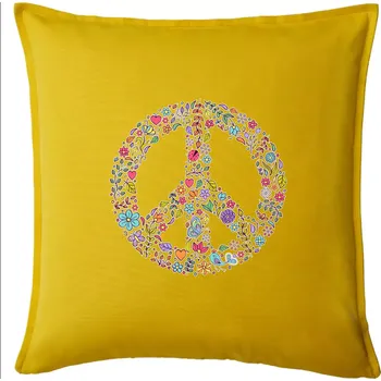 Polštář Peace symbol lístečky - Polštář 50x50 - 50x50 - Pouze potah ( Žlutá )