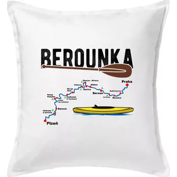 Polštář Mapa řeky Berounky - Polštář 50x50 - 50x50 - Pouze potah ( Bílá )