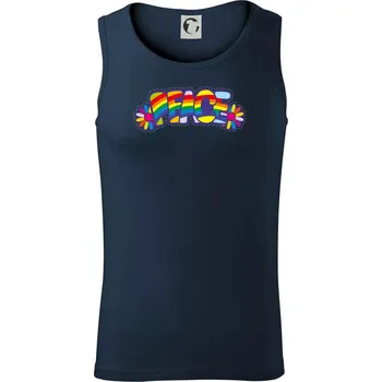 Peace nápis duhový - Tílko pánské Core - XL ( Námořní modrá (velmi tmavá - téměř černá) )
