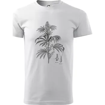 Pánské tričko Konopí kytka černobílá - Triko extra velké (5-8XL) - 8XL ( Bílá )