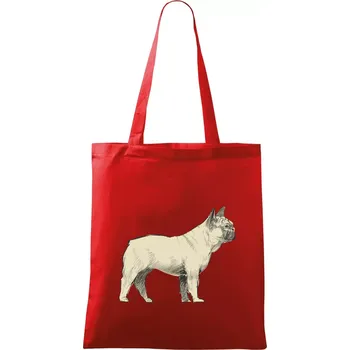Nákupní taška Vintage French bulldog - Taška bavlněná - 42 x 38 cm ( Červená )