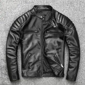 Moto oblečení Leather Fashion Motorkářská bunda z pravé hovězí kůže v ležérním stylu Barva: Černá, Velikost: 2XL