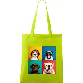 Psi štěňata koláž - Taška bavlněná - 42 x 38 cm ( Limetková )