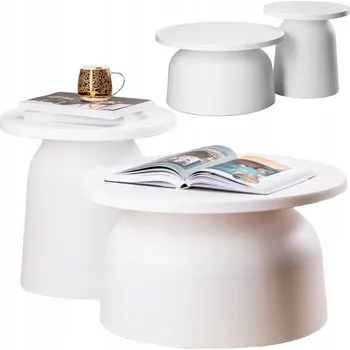 Konferenční stolek Konferenční stolek OTTO sada bílý komplet 2 ks odkládací stolek do obýváku zahrady LOFT