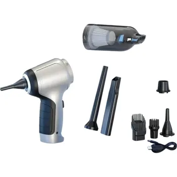 Hubice k vysavači Bezdrátový ruční vysavač 120W 15000Pa 2×2000mAh USB nabíjení Tichý 52dB Přenosný čistič do auta a domácnosti s 6 doplňky Stříbrný