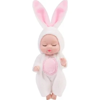 Panenka Mini panenka 11 cm se zavřenými oči v králičím oblečku z měkkého plyše Roztomilá dekorace do interiéru Dárek pro děti i sběratele