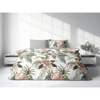 Povlečení Povlečení 160x200 šedé listy monstery květy béžové Letní spánek Faro