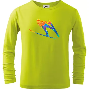 Dětská móda Skokan na lyžích splash - Triko dětské Long Sleeve - 122 cm/6 let ( Limetková )