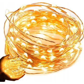 Vánoční dekorace DRÁTKOVÉ LED SVĚTÝLKA 3M 30 LED BÍLÁ TEPLÁ NA BATERIE MIKRO SVĚTÝLKA