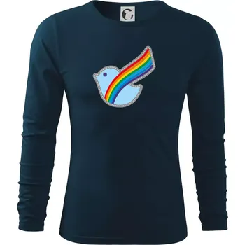 Pánské oblečení Duhová holubice - Triko s dlouhým rukávem FIT-T long sleeve - S ( Námořní modrá (velmi tmavá - téměř černá) )