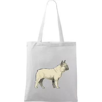 Vintage French bulldog - Taška bavlněná - 42 x 38 cm ( Bílá )