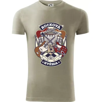 Pánské oblečení Rocková hvězda - Viper FIT - Pánské zůžené tričko - 3XL ( Light khaki )