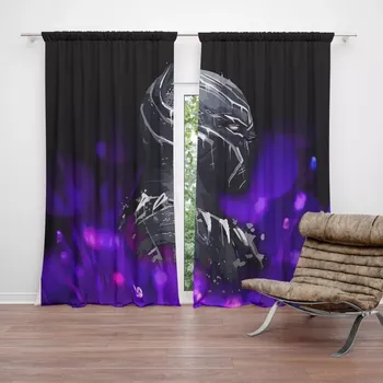 Závěs Sablio Závěs BLACK PANTHER Fialová luminescence: 2ks 140x250cm