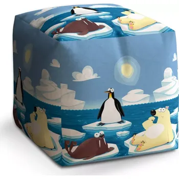 Taburet Sablio Taburet Cube Lední zvířátka: 40x40x40 cm