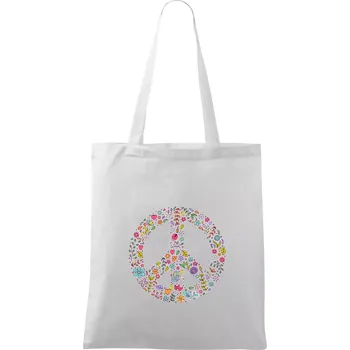 Nákupní taška Peace symbol lístečky - Taška bavlněná - 42 x 38 cm ( Bílá )