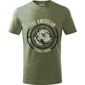Americký pitbull terier hlava - Tričko dětské bavlněné - 134 cm/8 let ( Khaki )