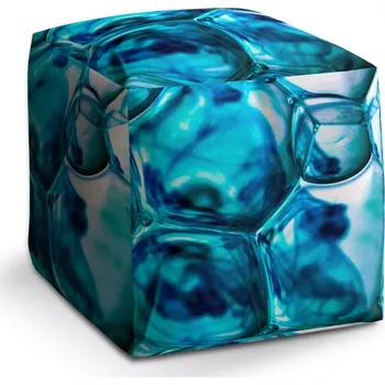 Taburet Sablio Taburet Cube Modré bubliny: 40x40x40 cm