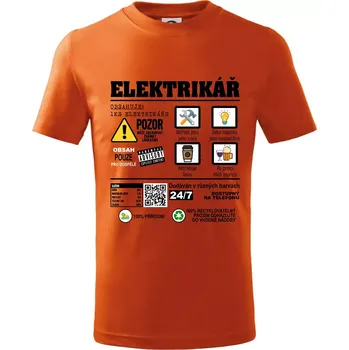 Chlapecké tričko Profese - informace o produktu - elektrikář - Tričko dětské bavlněné - 122 cm/6 let ( Oranžová )
