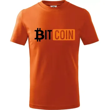 Chlapecké tričko Bitcoin nápis - Tričko dětské bavlněné - 98 cm / 2 roky ( Oranžová )