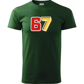 Pánské tričko 67 - čísla - Triko extra velké (5-8XL) - 7XL ( Lahvově zelená )
