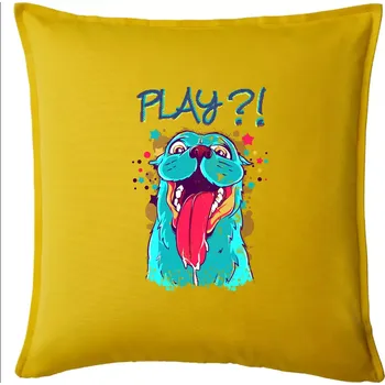 Polštář Pes - Play?! - Polštář 50x50 - 50x50 - Pouze potah ( Žlutá )