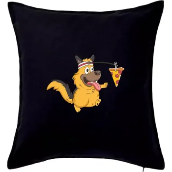 Polštář Pes s pizzou - Polštář 50x50 - 50x50 - Pouze potah ( Černá )