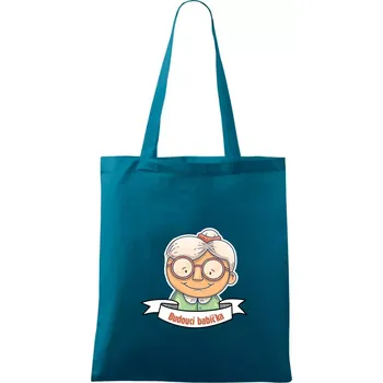 Budoucí babička kreslená - Taška bavlněná - 42 x 38 cm ( Petrolejová )