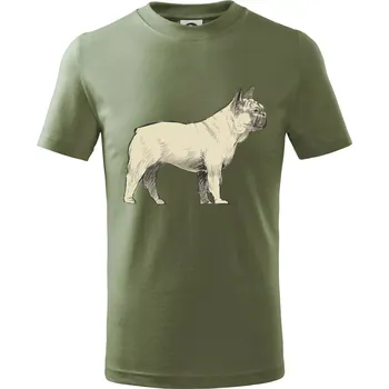 Vintage French bulldog - Tričko dětské bavlněné - 158 cm/12 let ( Khaki )