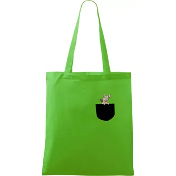 Nákupní taška Pes v kapse - Taška bavlněná - 42 x 38 cm ( Apple Green )