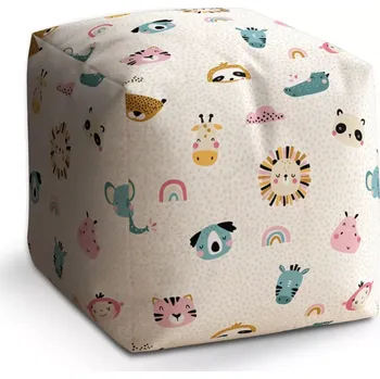 Taburet Sablio Taburet Cube Hroch, zebra a slunce: 40x40x40 cm