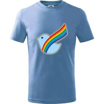 Chlapecké tričko Duhová holubice - Tričko dětské bavlněné - 98 cm / 2 roky ( Pyžamově světlá modrá )