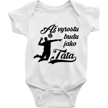 Kojenecký body Až vyrostu budu jako táta Volejbal - Body kojenecké s krátkým rukávem - Krátký r. 3-6 měs ( Bílá )
