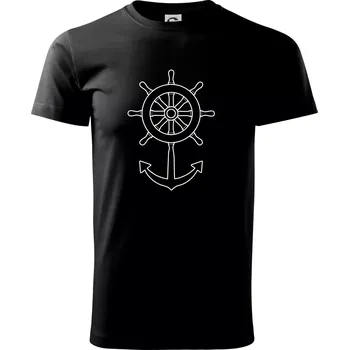 Pánské tričko Kormidlo úsměv - Triko extra velké (5-8XL) - 8XL ( Černá )