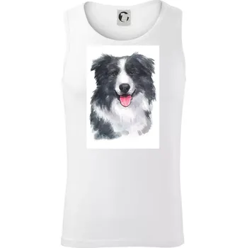 Border kolie vodová barva - Tílko pánské Core - M ( Bílá )