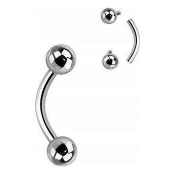 Piercing Titanový banán stříbrný piercing s vnitřním závitem 1,2/14/3