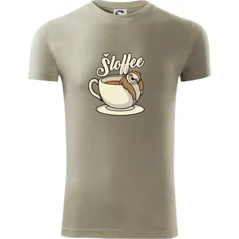 Pánské tričko Šloffee - káva - Viper FIT - Pánské zůžené tričko - M ( Light khaki )
