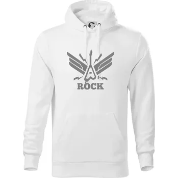 Pánská mikina Rocková kytara křídla - Mikina pánská Cape s kapucí - S ( Bílá )