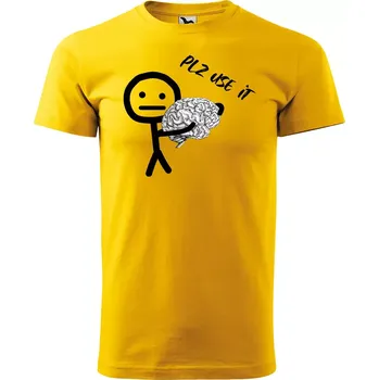 Pánské tričko Sablio Tričko s potiskem PLZ USE IT - žluté XL