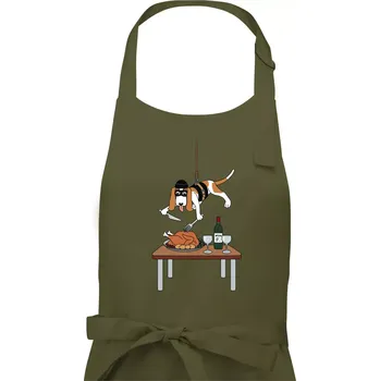 Kuchyňská zástěra Malý zloděj - baset (Hana-creative) - Pánská zástěra na vaření - Univerzální velikost ( Khaki )