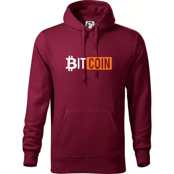 Pánská mikina Bitcoin nápis - Mikina pánská Cape s kapucí - L ( Garnet )